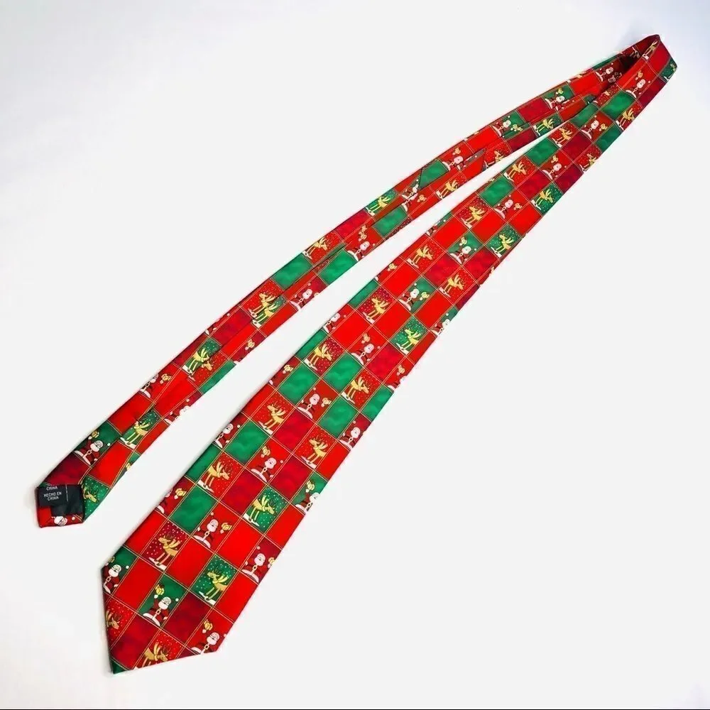 🎄Set of 2 Novelty Christmas Musical Ties – Red & Green Holiday Prints NOEL Santa